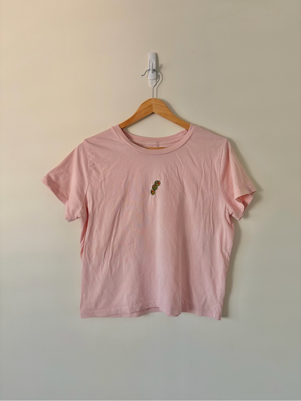 Goodie Two Sleeves Light Pink Martini Olives  Crew Tee - XL